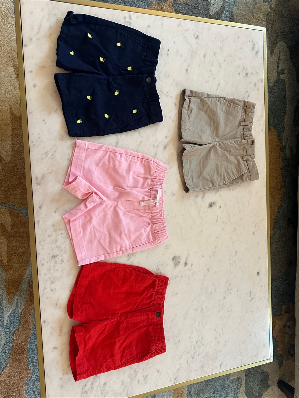 Janie and Jack Kids Shorts Set - Navy with Lemon Embroidery, Pink, Red, Tan